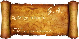 Gyüge Albert névjegykártya